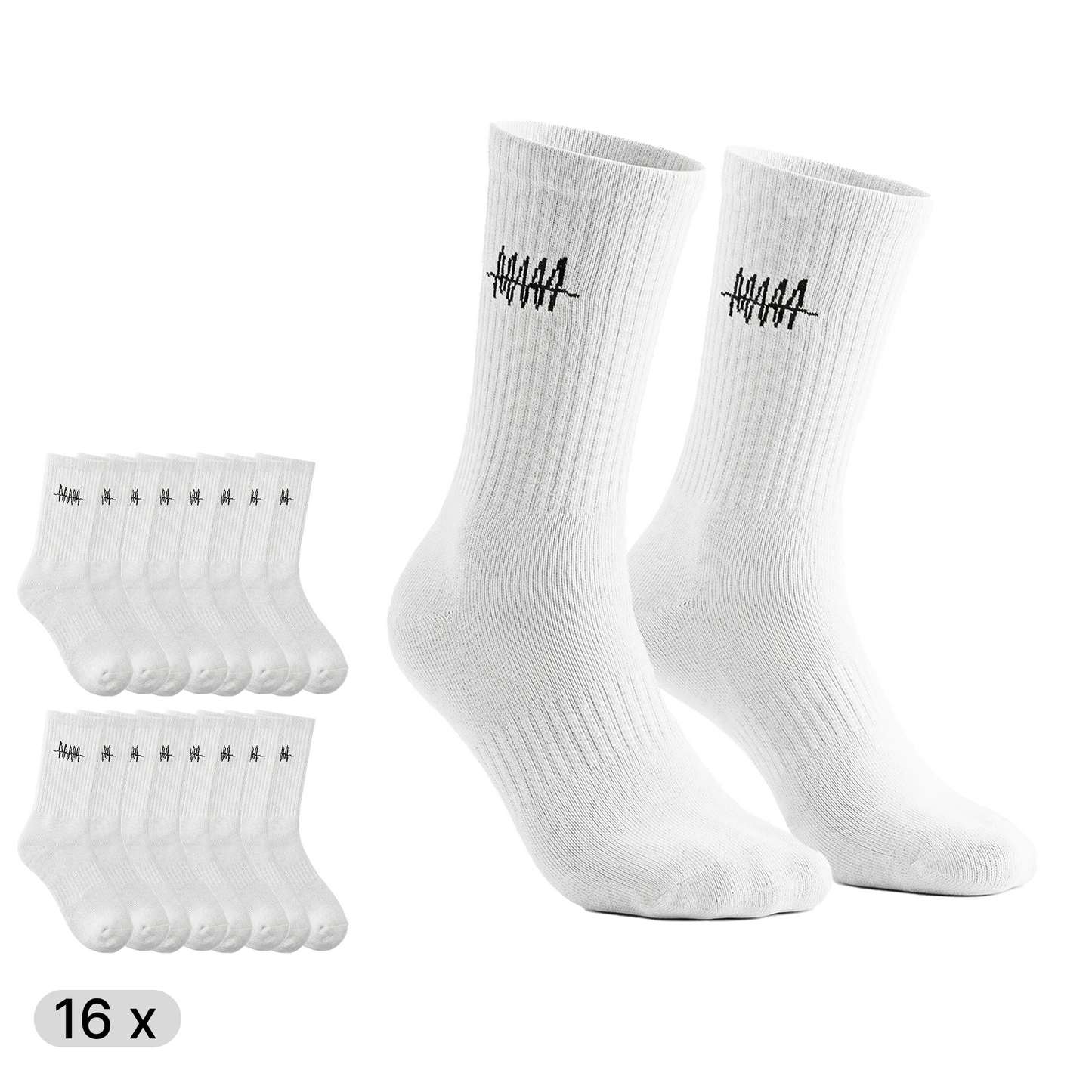 16 Paar SOCKS HIGH WHITE