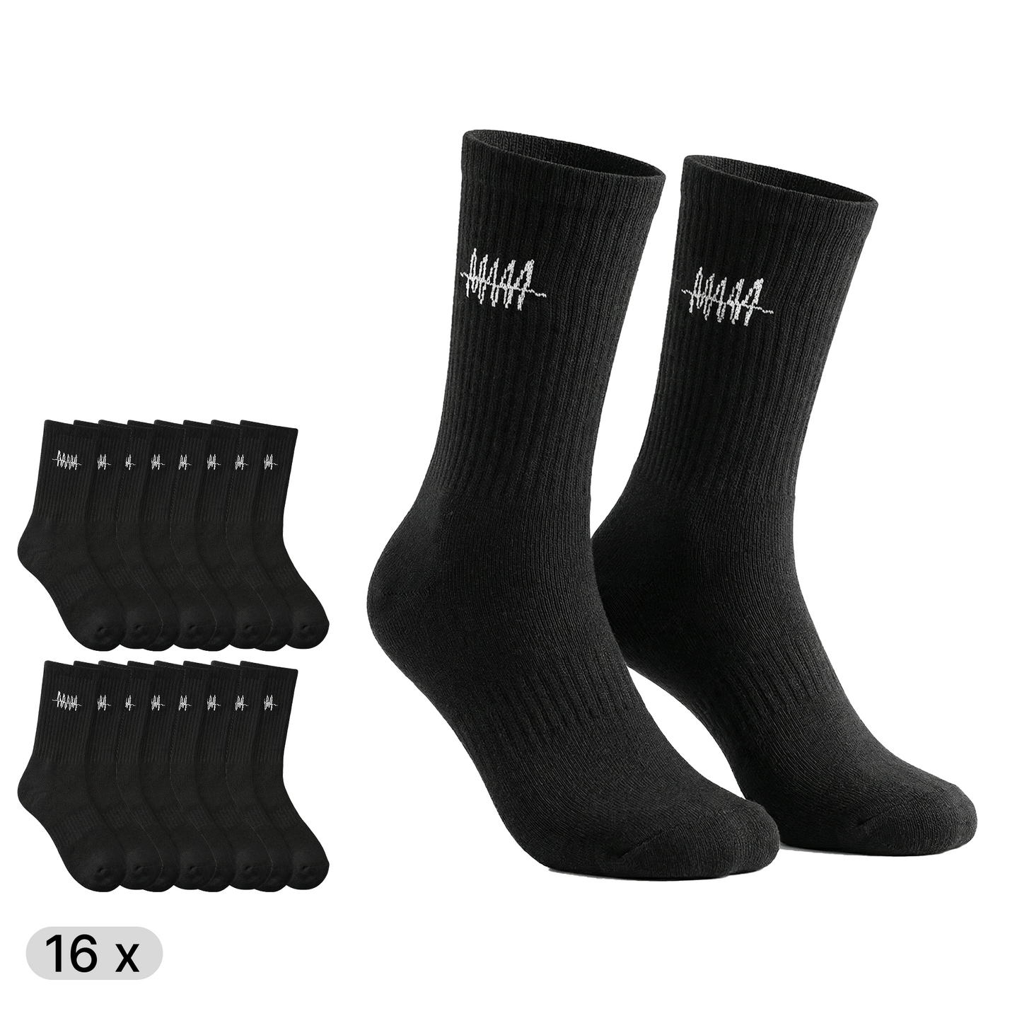 16 Paar SOCKS HIGH BLACK