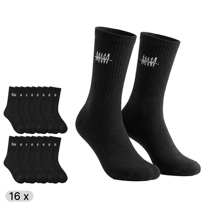 16 Paar SOCKS HIGH BLACK