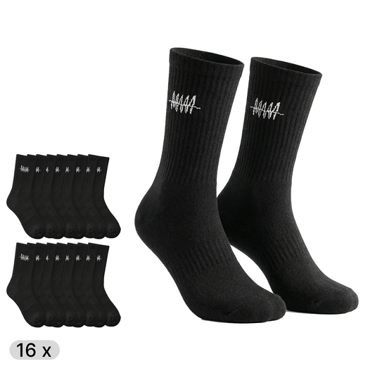 16 Paar HIGH SOCKS BLACK