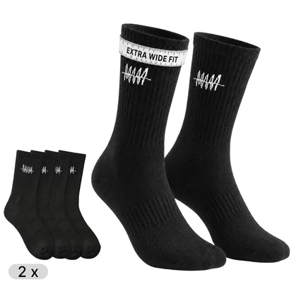 Dicke Waden Socks Extra Wide Fit schwarz, 2er-Pack