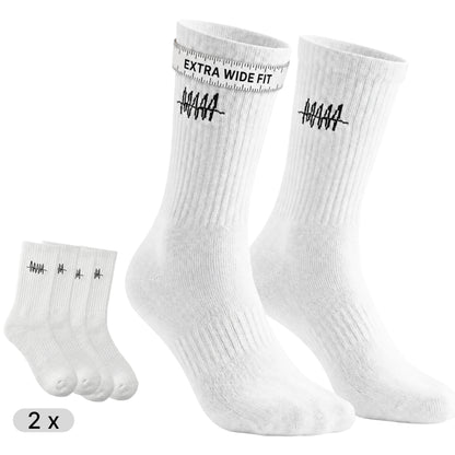 Dicke Waden Socks Extra Wide Fit weiß, 2er-Pack