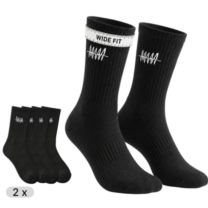 Dicke Waden Socks Wide Fit schwarz, 2er-Pack